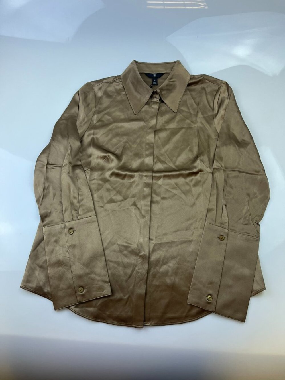 Banana Republic Deep Khaki Everyday Silk Shirt N255-6